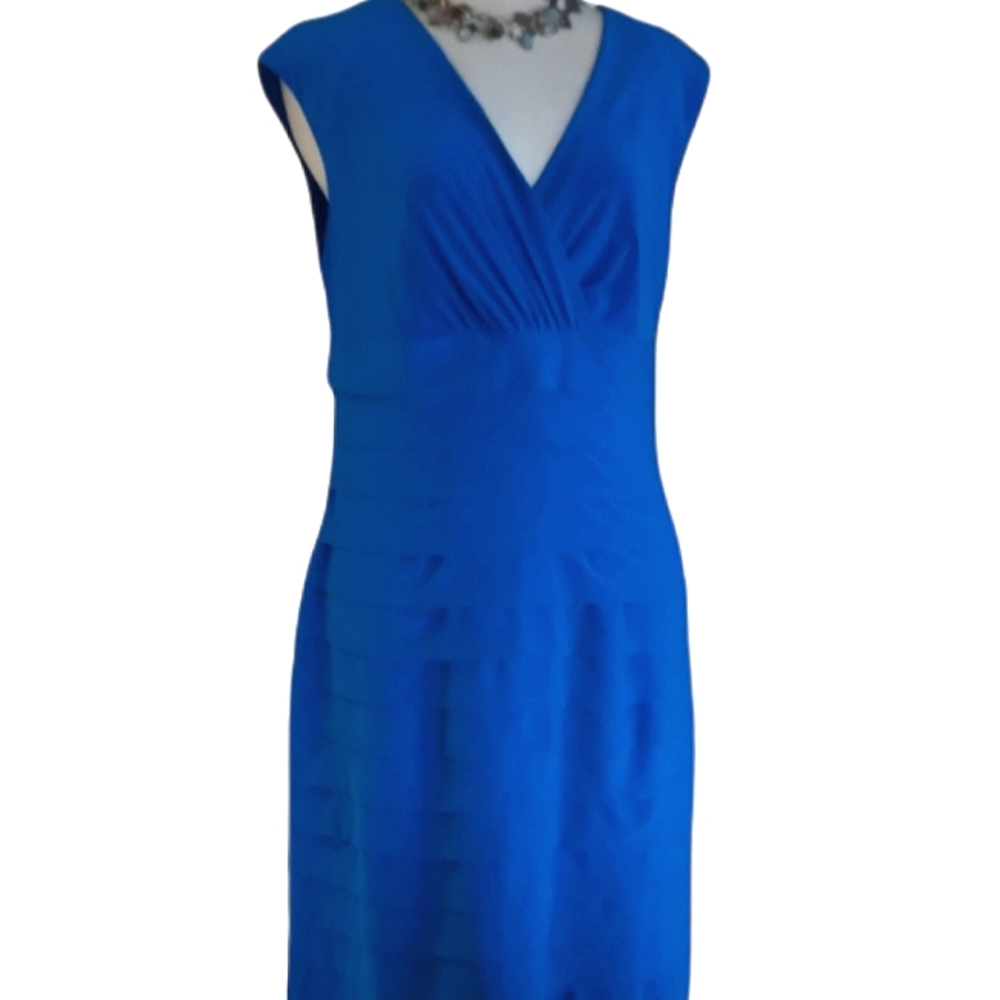 American Living Blue Ruched Pleated Sleeveless Dress Size 10